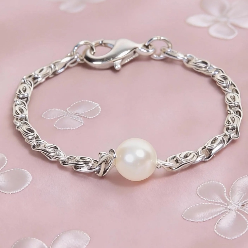 Baby, Newborn Silver Single Faux Pearl Bracelet